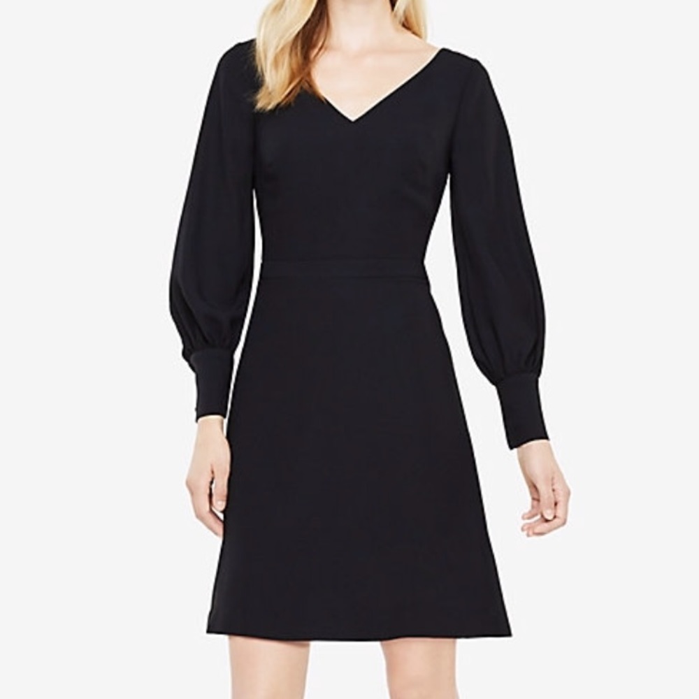 Ann Taylor Lantern Sleeve Flare Dress